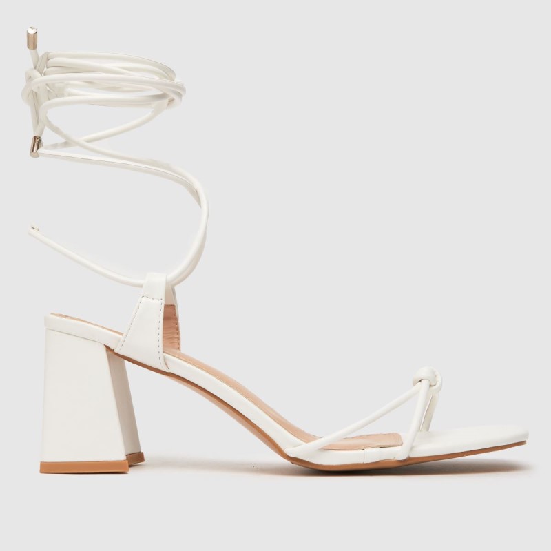 Schuh Stella Strappy Block High Heels White Dr.Martens NZ