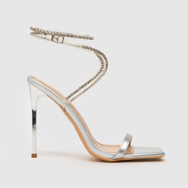 Silver Dr.Martens NZ Schuh Sahara Embellished Stiletto High Heels