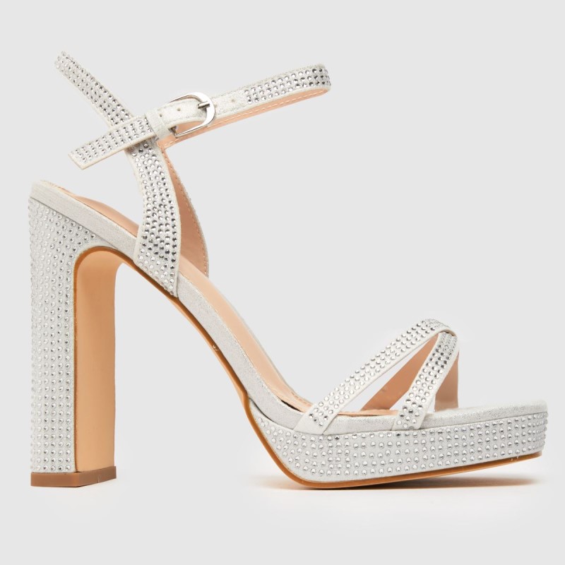 Schuh Saffron Embellished Platform High Heels Dr.Martens NZ Silver