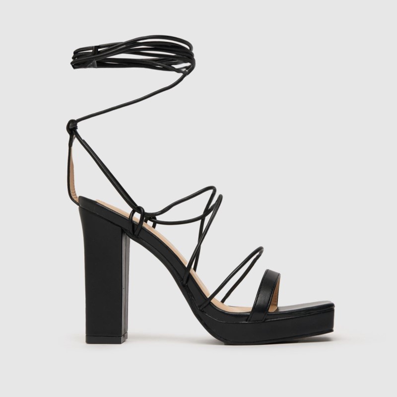 Schuh Strappy Platform High Heels Black Dr.Martens NZ