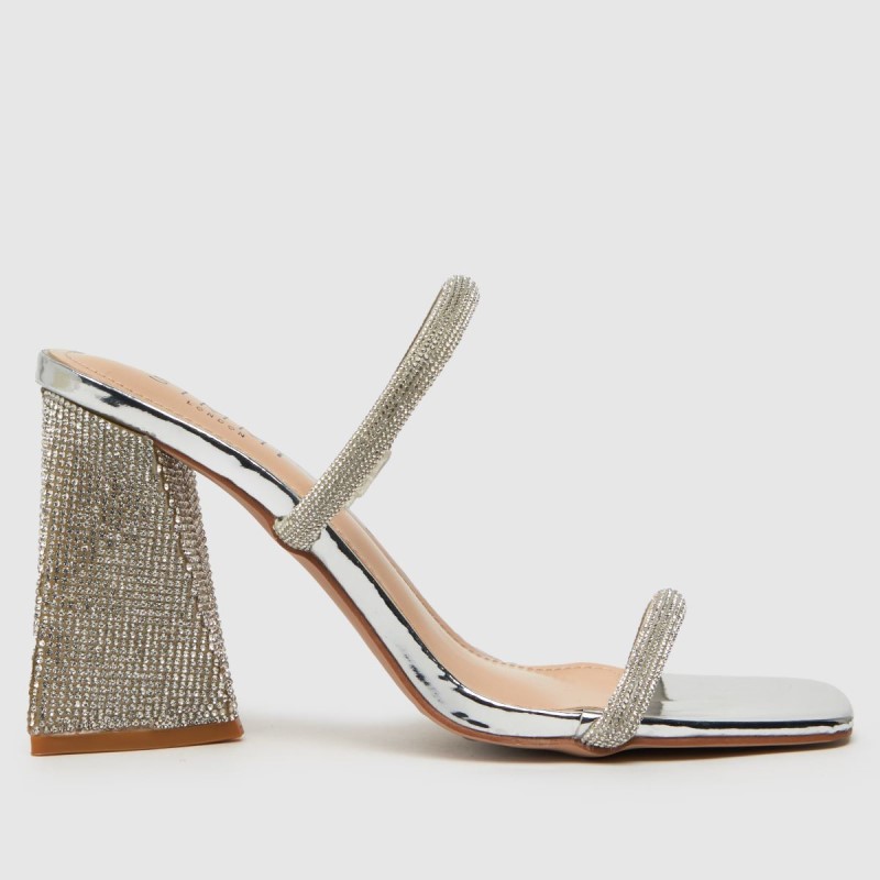 Silver Simmi Peruvian Diamante Mule High Heels Dr.Martens NZ