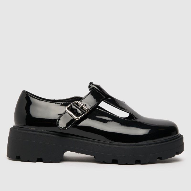 Schuh Lyra Patent Chunky Tbar Flat Shoes Black Dr.Martens NZ