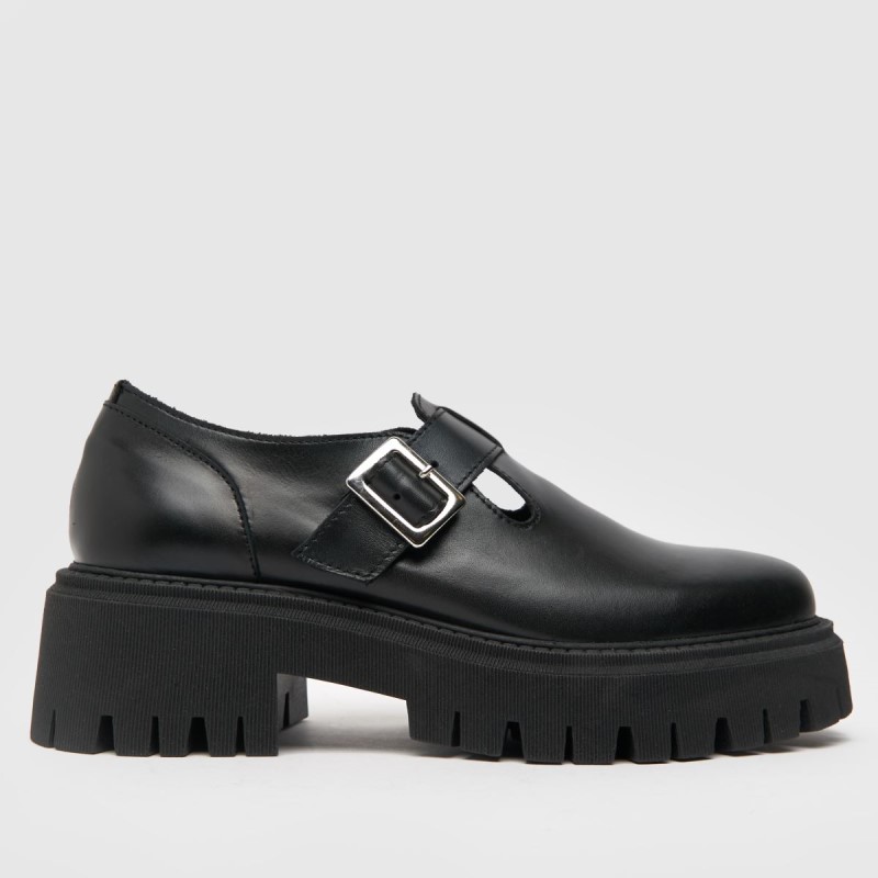 Schuh Lavinia Leather T Bar Flat Shoes Dr.Martens NZ Black