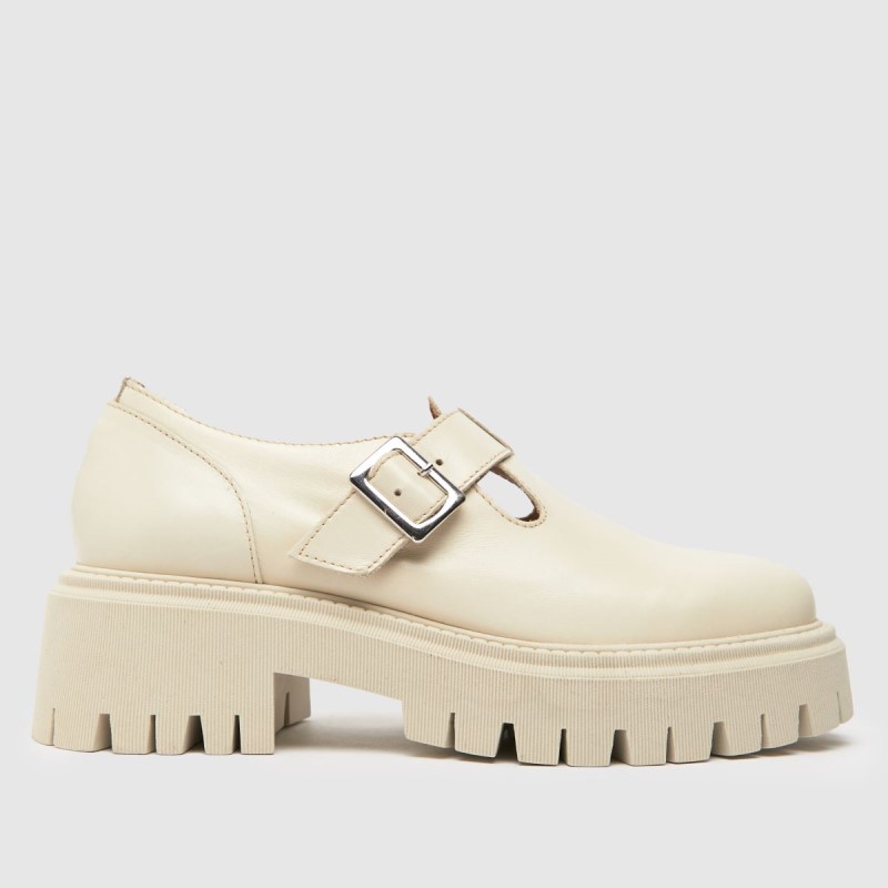 White Dr.Martens NZ Schuh Lavinia Leather T Bar Flat Shoes