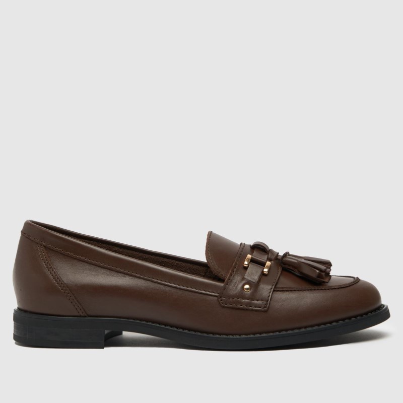 Dark Brown Schuh Liv Leather Tassel Loafer Flat Shoes Dr.Martens NZ