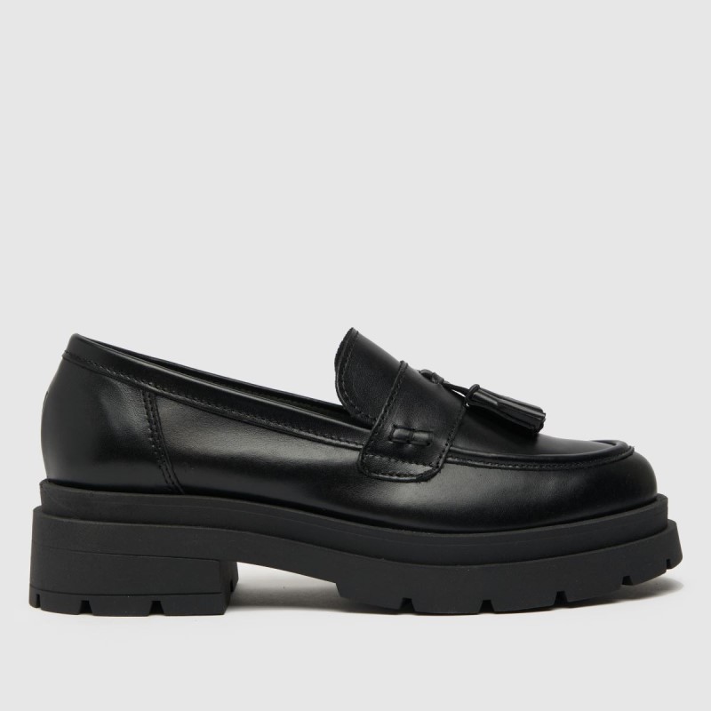 Schuh Loft Chunky Leather Loafer Flat Shoes Black Dr.Martens NZ