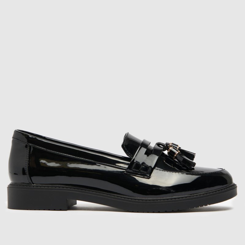 Black Schuh Lane Tassel Loafer Flat Shoes Dr.Martens NZ