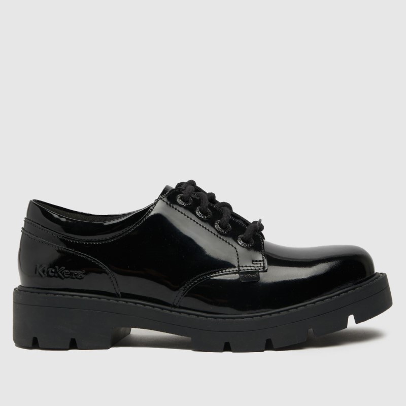 Black Dr.Martens NZ Kickers Kori Derby Patent Flat Shoes