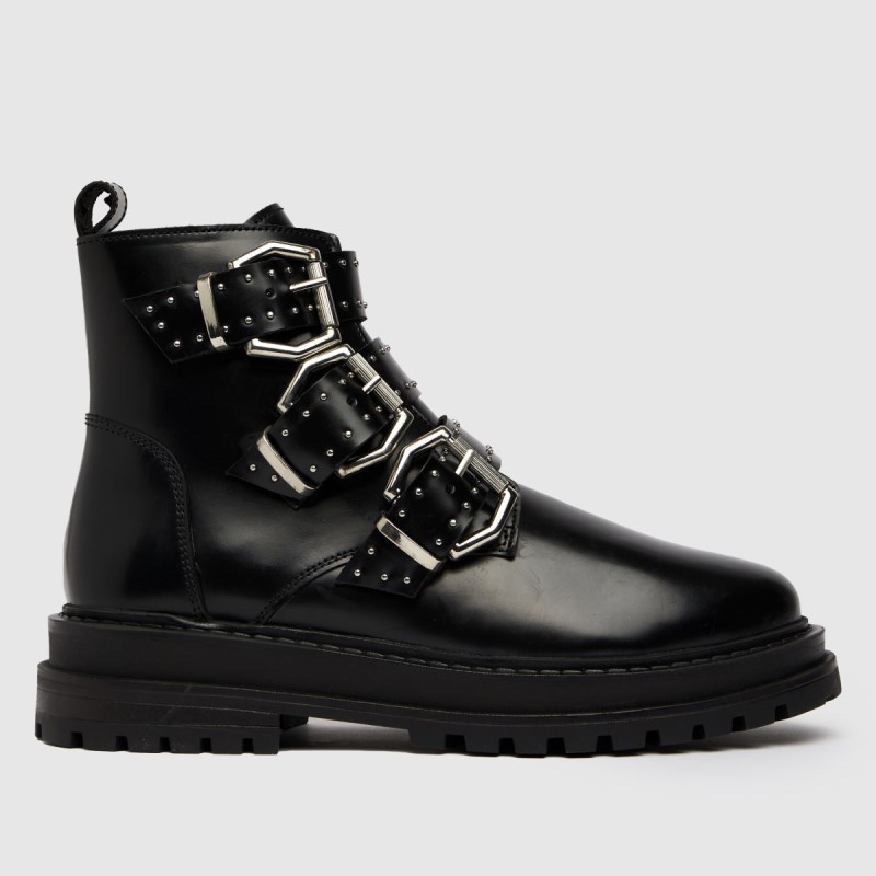 Black Dr.Martens NZ Schuh Alyssa Leather Buckle Hardware Boots