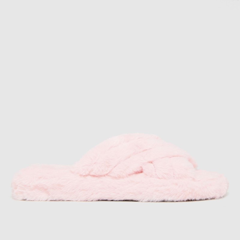 Dr.Martens NZ Pale Pink Schuh Helen Faux Fur Cross Vamp Slippers