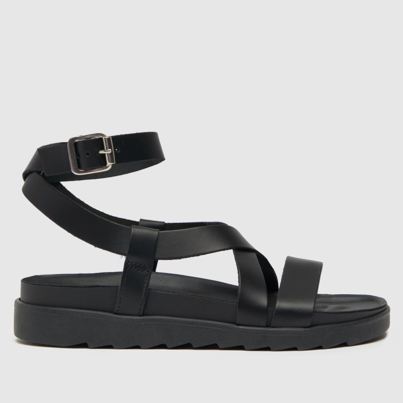 Schuh Taylor Cross Strap Footbed Sandals Black Dr.Martens NZ