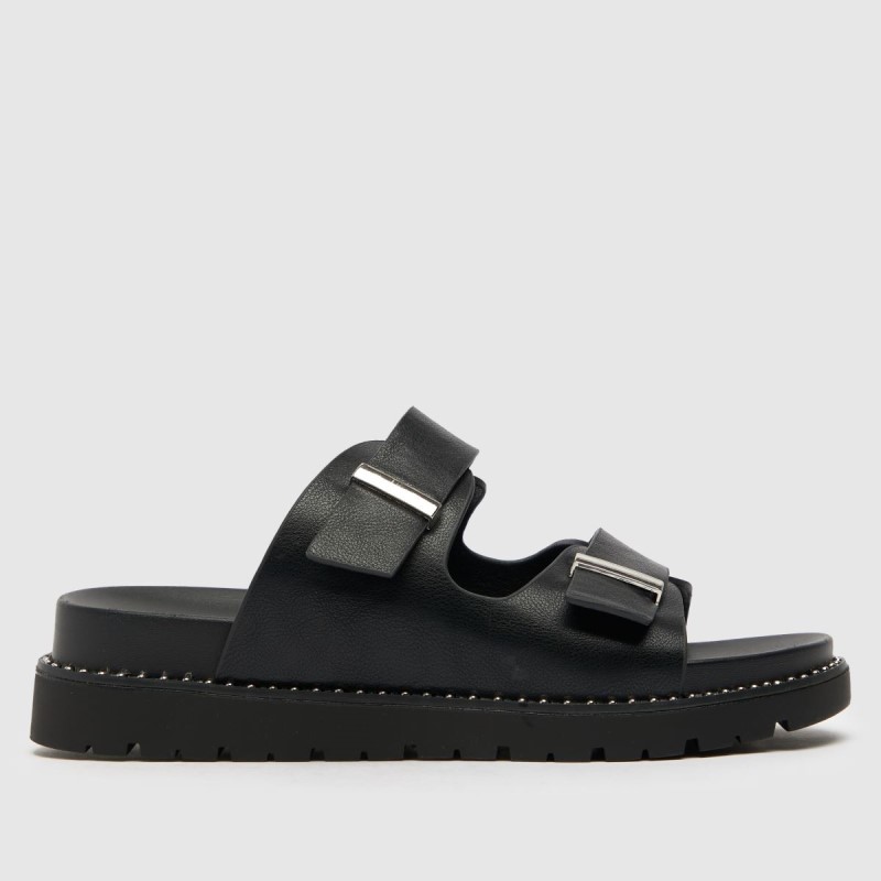 Black Schuh Tess Studded Footbed Sandals Dr.Martens NZ
