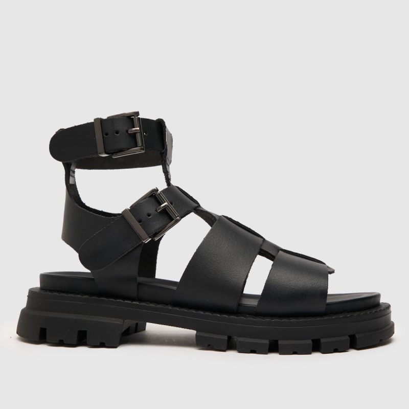 Schuh Trace Leather Chunky Sandals Black Dr.Martens NZ