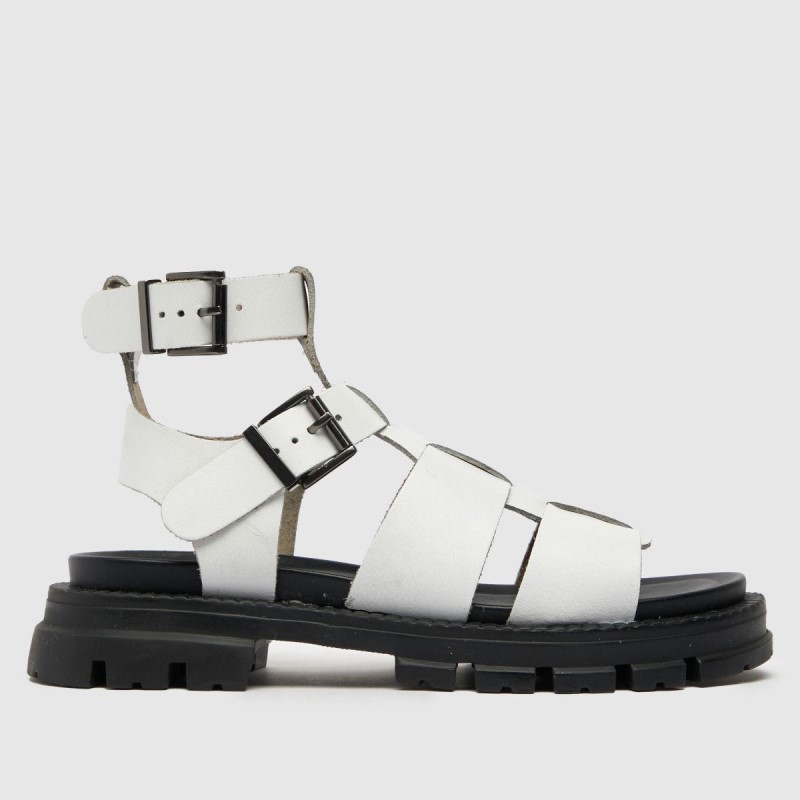White Schuh Trace Leather Chunky Sandals Dr.Martens NZ
