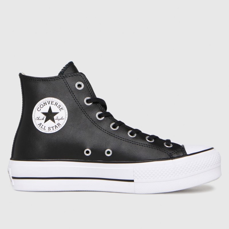 Black Converse Lift Hi Leather Trainers Dr.Martens NZ
