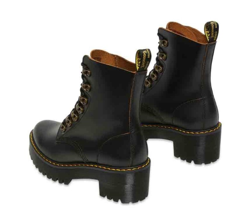 Leona Vintage Heeled Boot Black Vintage Smooth Dr.Martens NZ