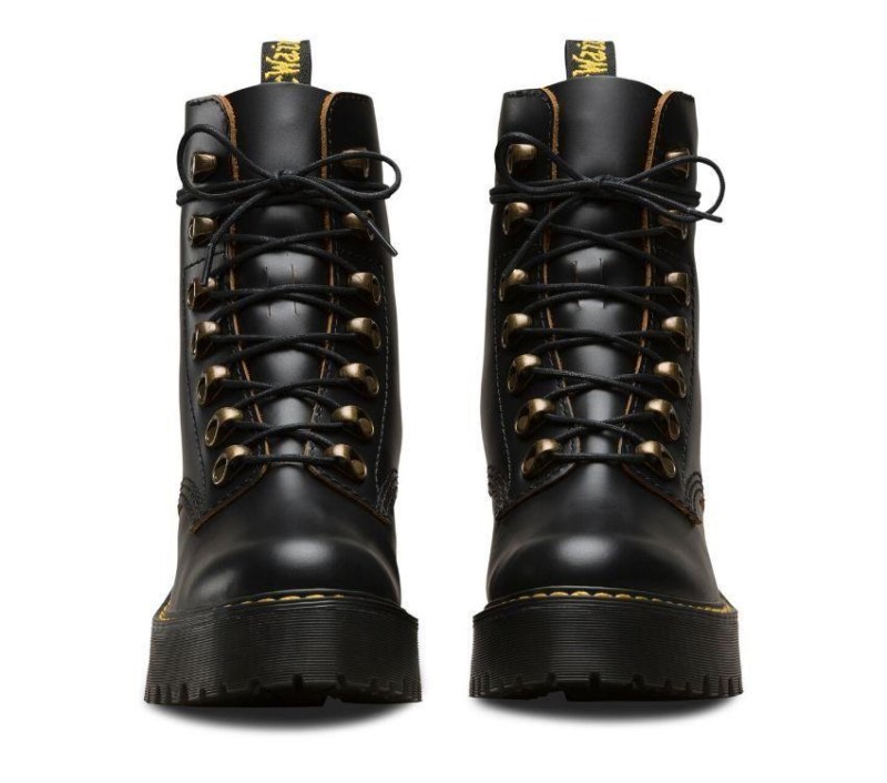 Leona Vintage Heeled Boot Black Vintage Smooth Dr.Martens NZ