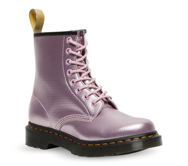 1460 Vegan Metallic Emboss Boot Pink Lavender Alumix Hex Emboss Dr.Martens NZ