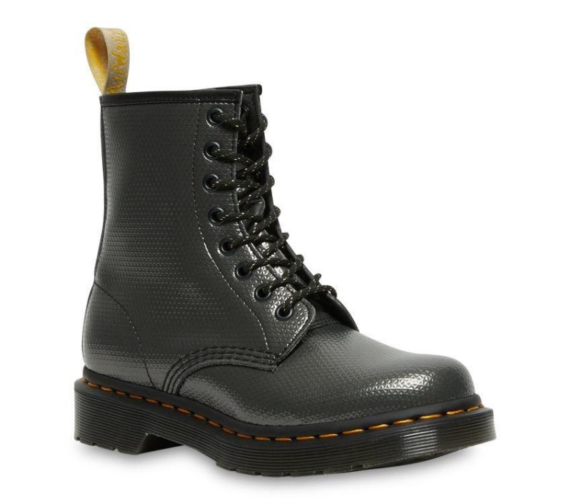 Dr.Martens NZ 1460 Vegan Metallic Emboss Boot Gunmetal Alumix Hex Emboss