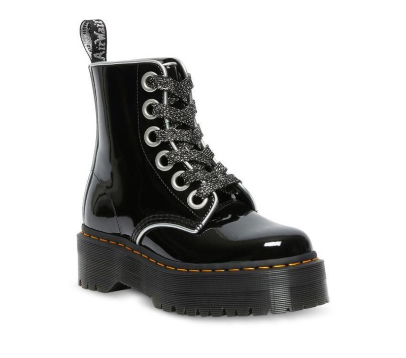 Black/Silver Patent Lamper Molly Patent Lamper Dr.Martens NZ