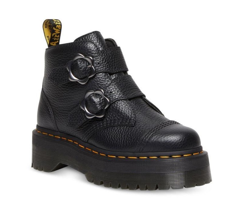 Devon Flower 2 Strap Dr.Martens NZ Black Milled Nappa