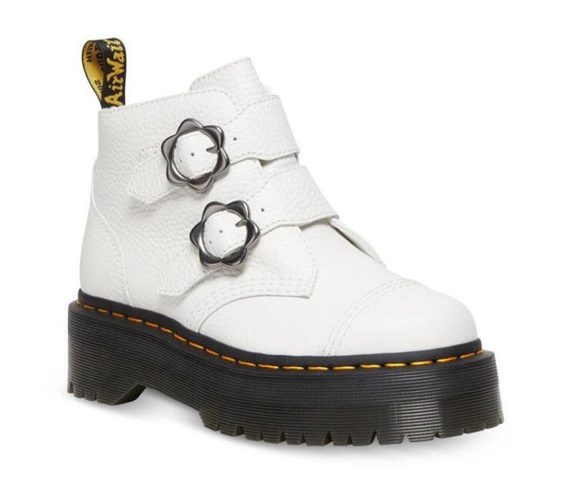 White Milled Nappa Dr.Martens NZ Devon Flower 2 Strap