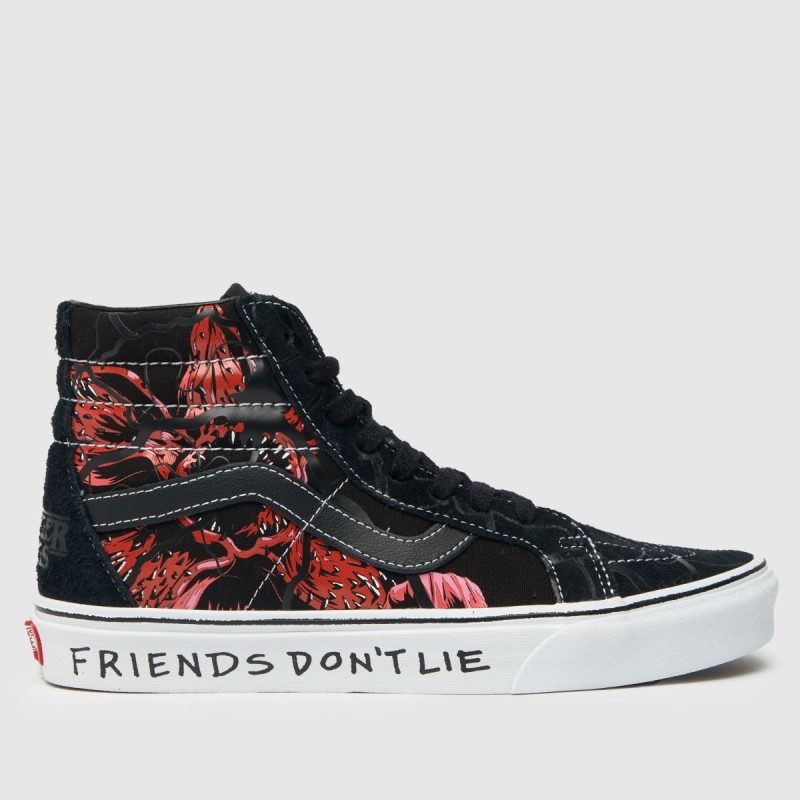 Black-Red Dr.Martens NZ Vans Stranger Things Sk8-Hi Reissue Trainers