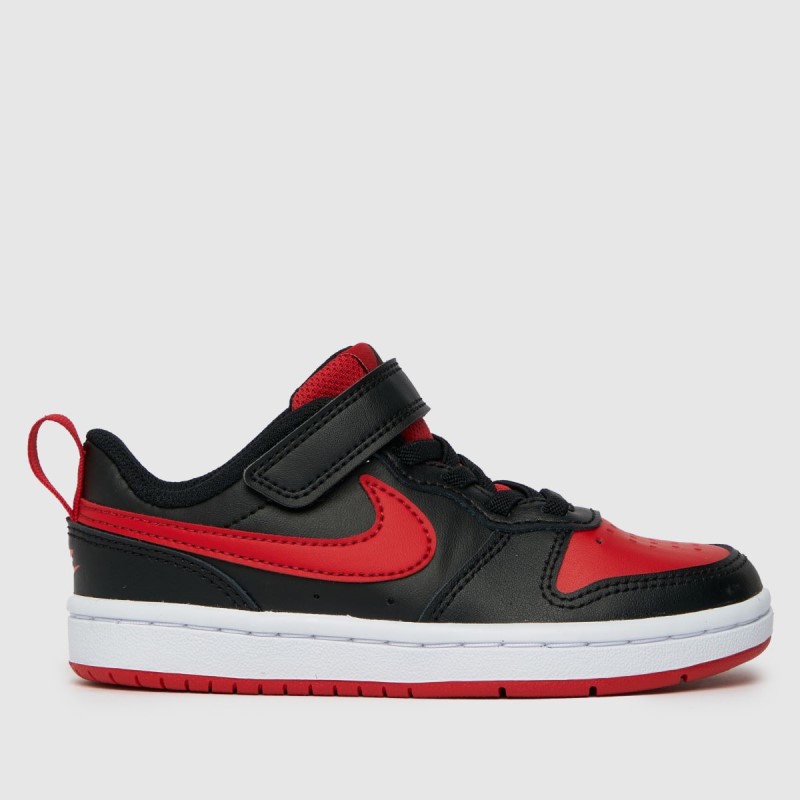 Black-Red Nike Court Borough Low 2 Boys Junior Trainers Dr.Martens NZ