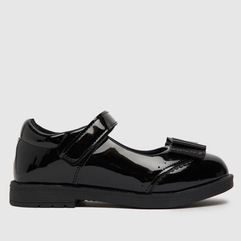 Dr.Martens NZ Black Schuh Laughter Patent Bow Girls Junior Shoes