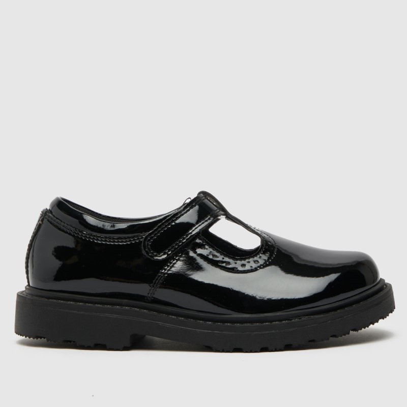 Black Dr.Martens NZ Schuh Lock Patent T Bar Girls Junior Shoes