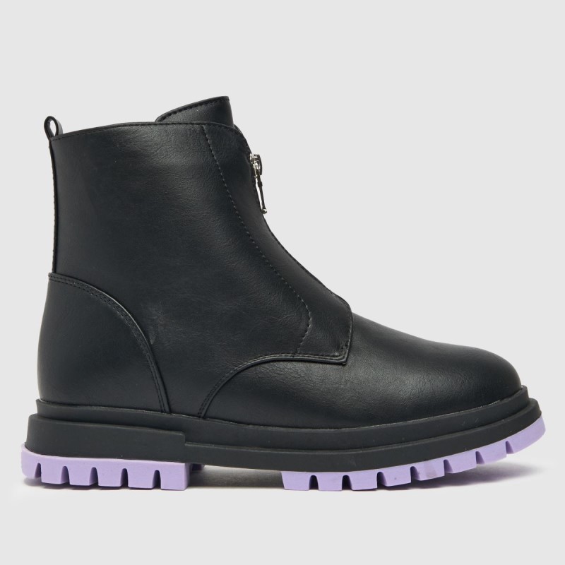 Dr.Martens NZ Schuh Cute Front Zip Girls Youth Boots Black-Purple