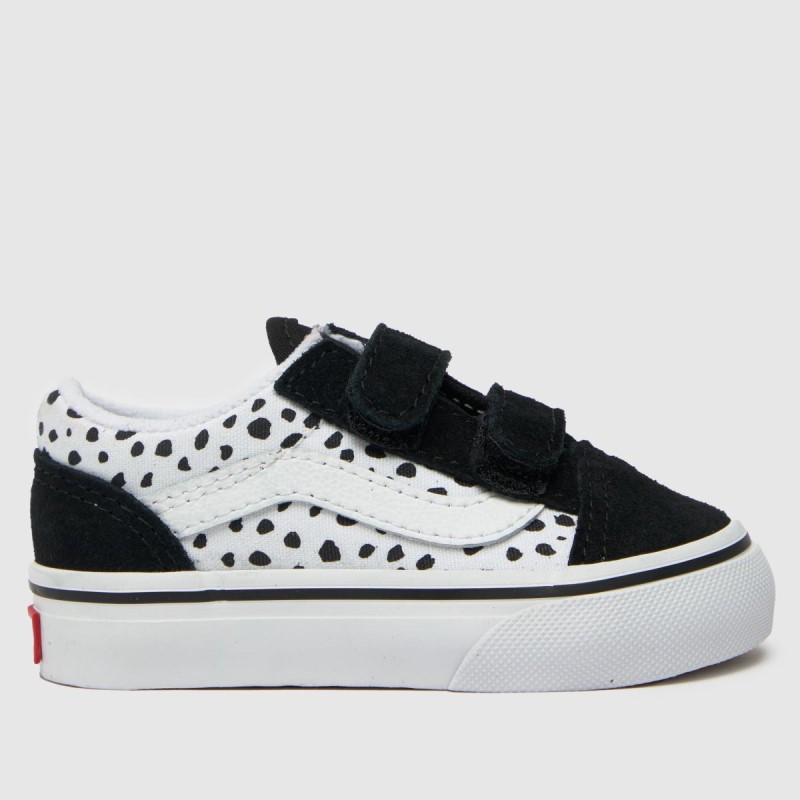 Black-White Dr.Martens NZ Vans Old Skool V Dalmatian Girls Toddler Trainers