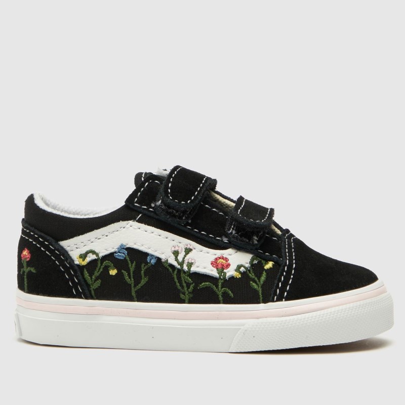 Vans Old Skool V Wildflower Girls Toddler Trainers Black-White Dr.Martens NZ