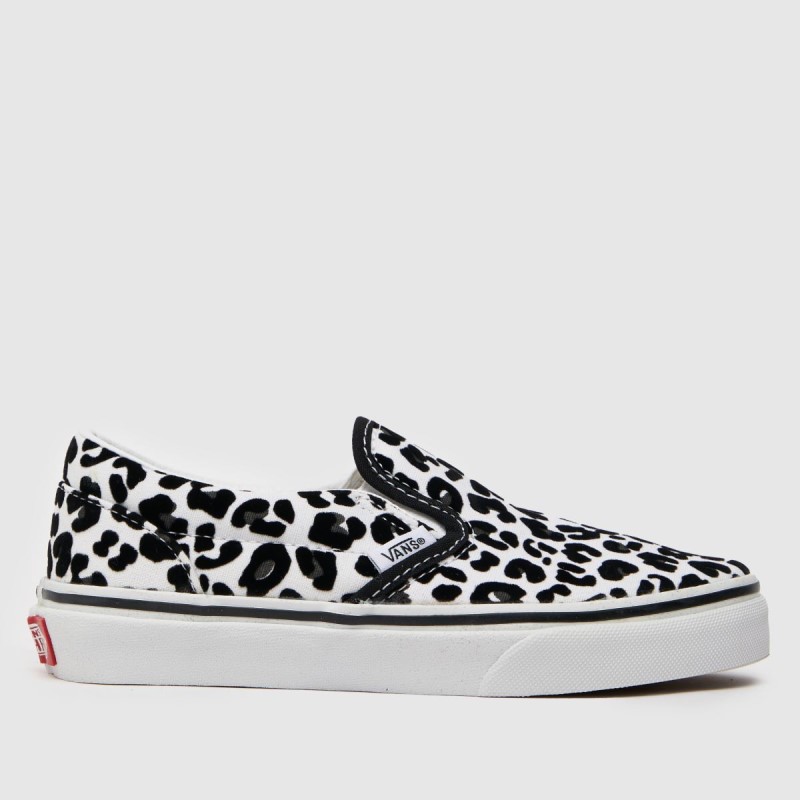 Vans Classic Slip-On Leo Girls Junior Trainers White-Black Dr.Martens NZ