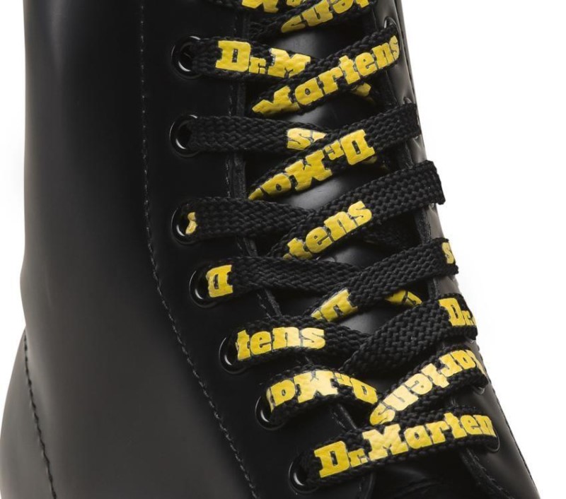 140Cm Logo Flat Laces Dr.Martens NZ 140 CM Black Yellow Logo