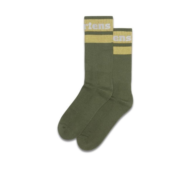 Athletic Logo Sock Khaki Cotton Blend-Black Cotton Blend Dr.Martens NZ